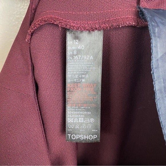 Topshop Cutout Back Sleeveless Square Neck Jumpsuit Maroon Burgundy Size 8 - Picture 10 of 10